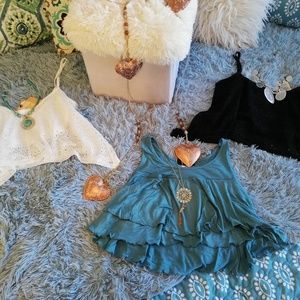 Tiered ruffled & Crochet Crop Tops